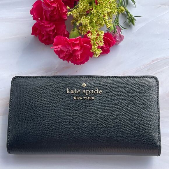 kate Spade staci black bifold slim wallet staci NEW clutch - Picture 1 of 6